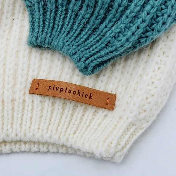 PIUPIUCHICK Knitted Sweater In Emerald And Ecru Embroidered "Bon Voyage" Size 6 - Picture 3 of 13